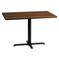 Flash Furniture XU-WALTB-3045-T2230-GG 30'' x 45'' Rectangular Walnut Laminate Table Top with 22'' x 30'' Table Height Base 
